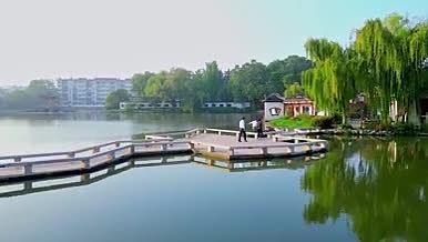 航拍城市公园勺湖景区视频的预览图